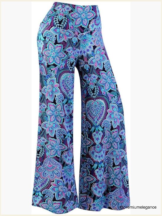 Pants - Wide Leg Flowy Palazzo Pants High Waist Casual Summer